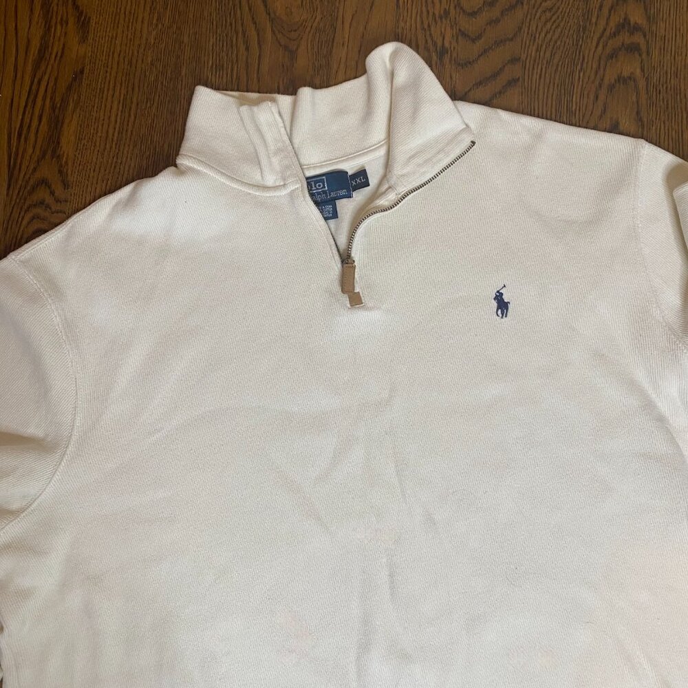 (2) Ralph Lauren 1/4 Zip XXL ivory & black mens plus size - Picture 6 of 8